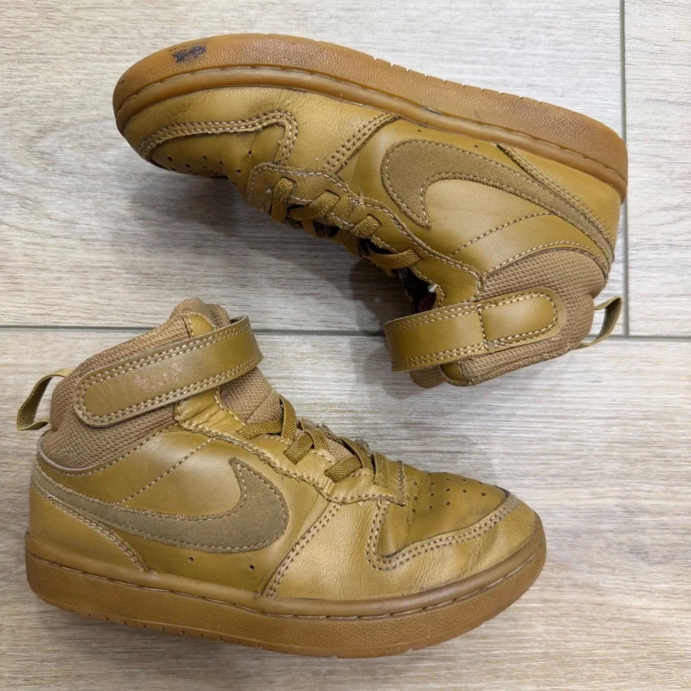 Nike Court Borough Mid 2 Wheat Gum Kids Sneakers CD7783-701 Size 13C